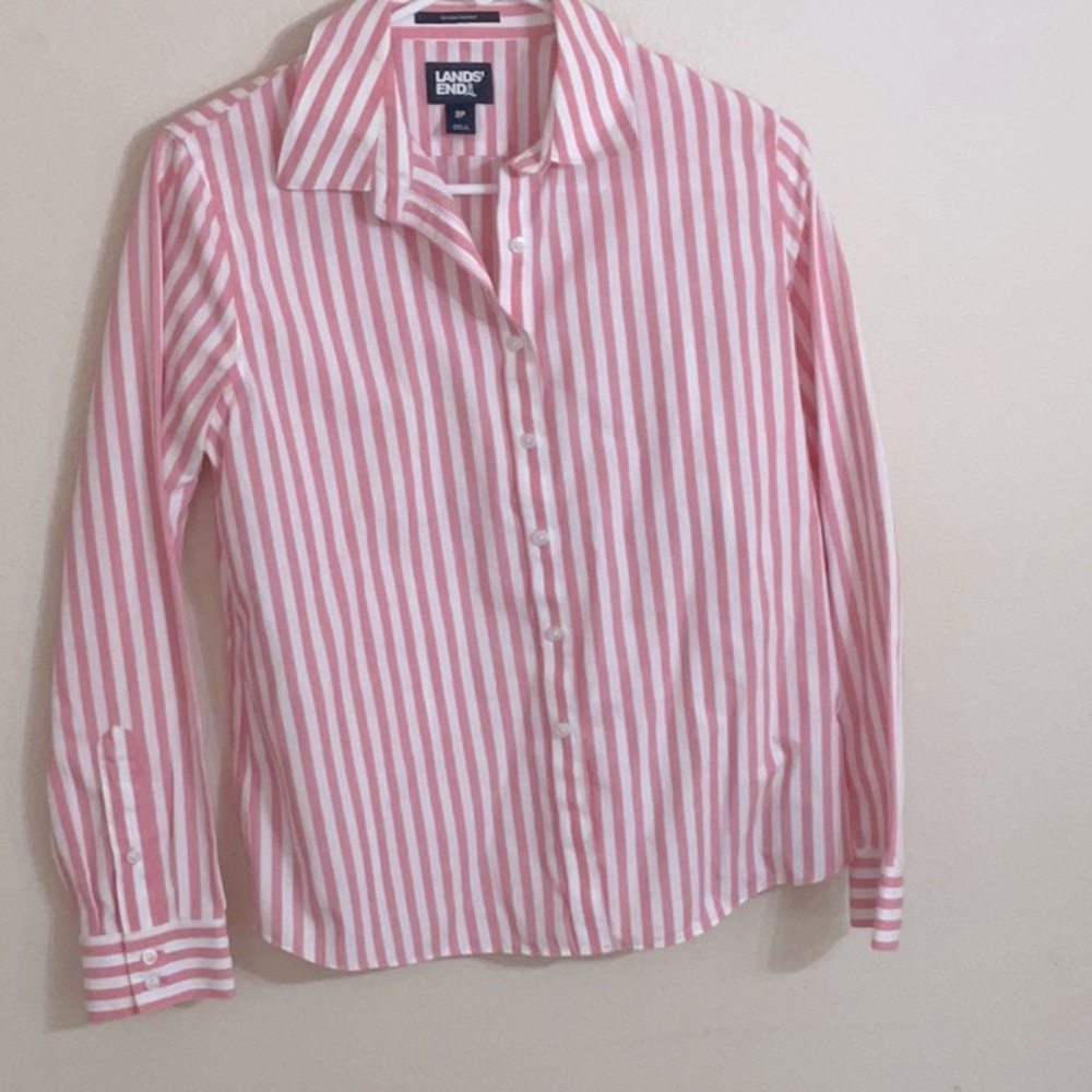 Lands' End Floral and Polka Dot Blouse